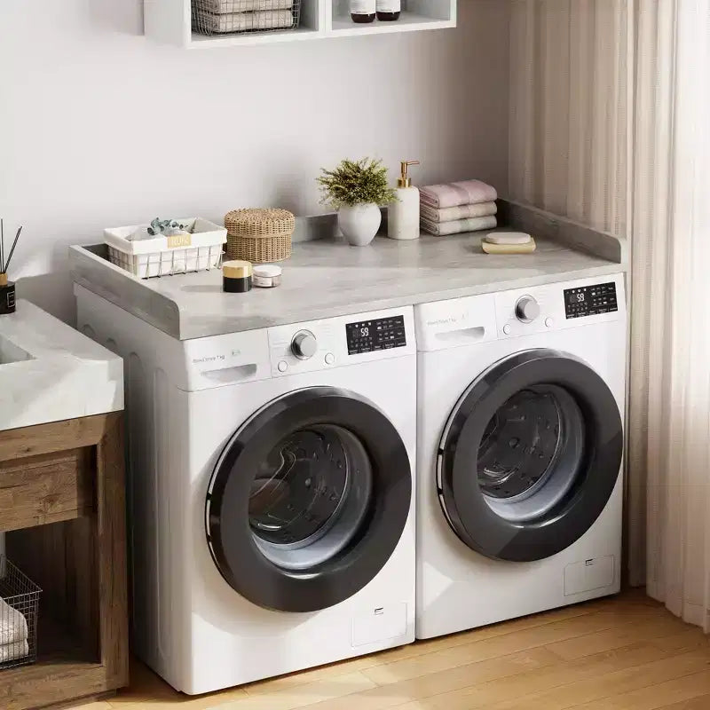 Washer Dryer Countertop, Laundry Topper with Raised Edge & Non-Slip Pad for Hamper Counter Storage & Laundry Room Organization