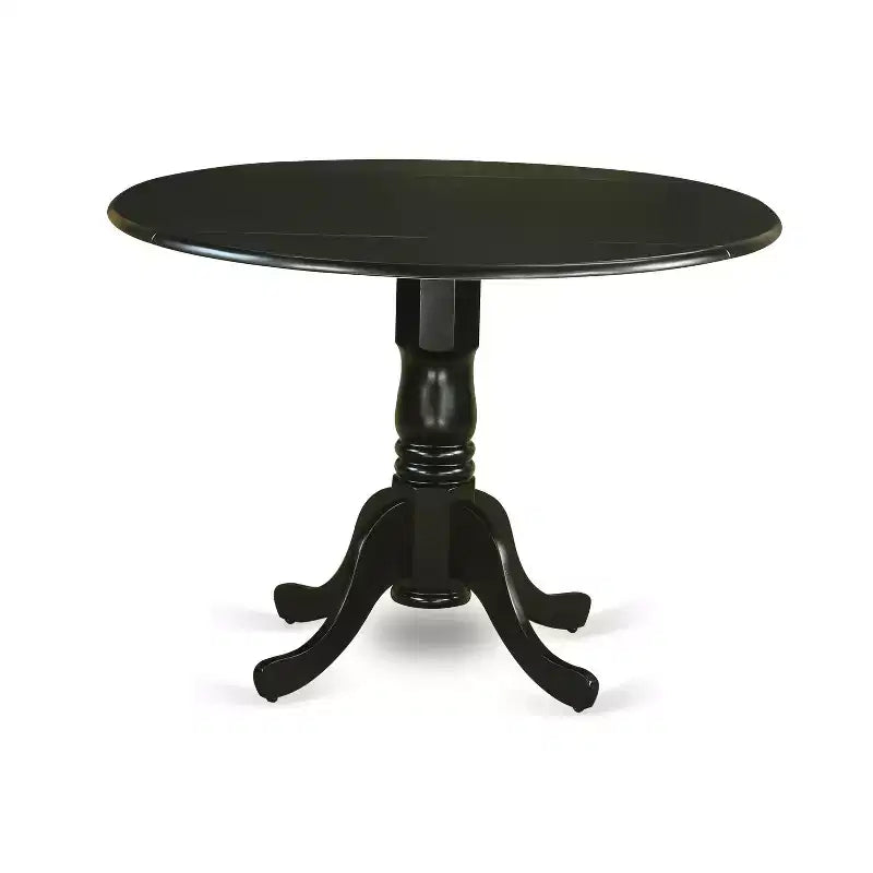 HomeStock Round Drop Leaf Dining Table Set Wooden Chairs Black