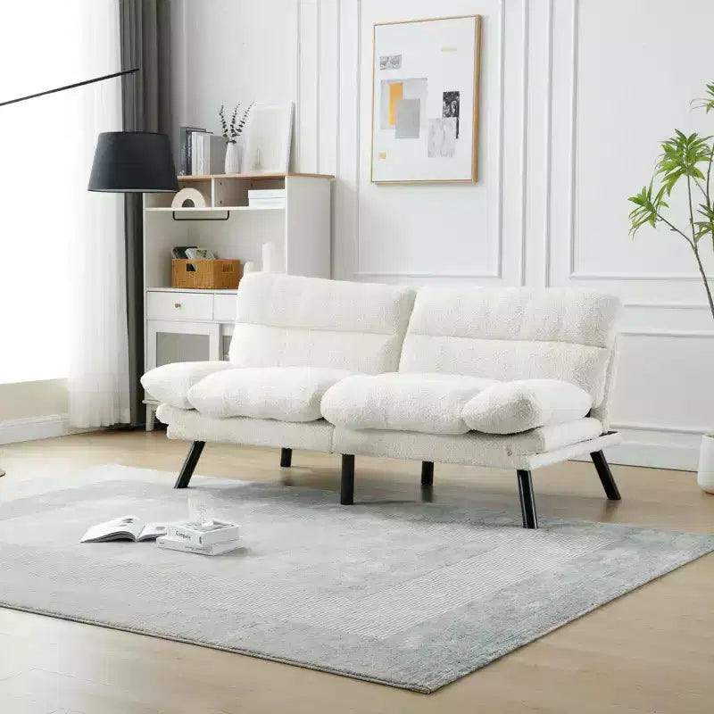 Okak Modern Sofa Bed Futon Couch, Convertible Small Sleeper Sofa Bed Loveseat Recliner for Small Apartments, living Room