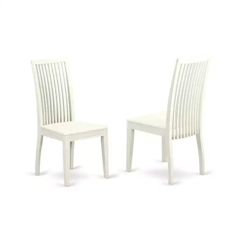 HomeStock Belmont 5-Piece Hartland Set With One Dining Table And Four Wood Seat Dinette Chairs In A Beautiful Linen White Finish