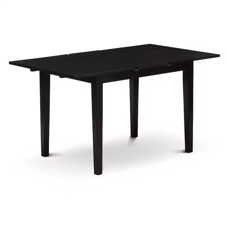 HomeStock Belmont 5 Piece Kitchen Set Consists of a Rectangle Dining Table with Butterfly Leaf and 4 Upholstered Chairs, Black