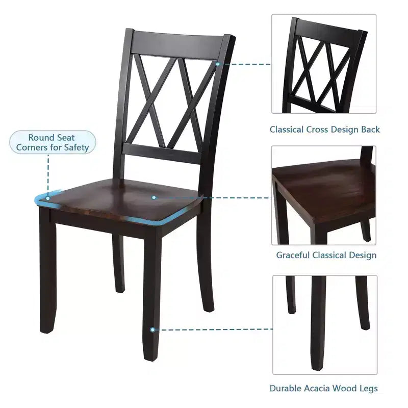 Clihome 5-Piece Dining Table Set,Wood Home Kitchen Table and High-Back Chairs Dining Set