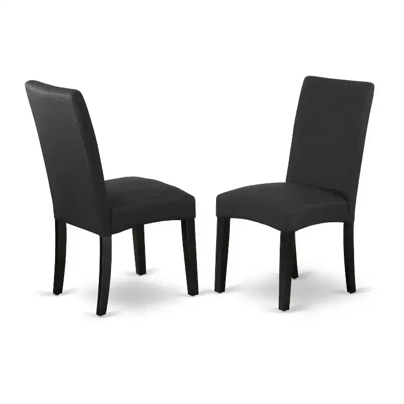 HomeStock 5-Piece Rectangle Black Finish Solid Wood Top Dining Table with 4 Parson Chair with Butterfly Leaf