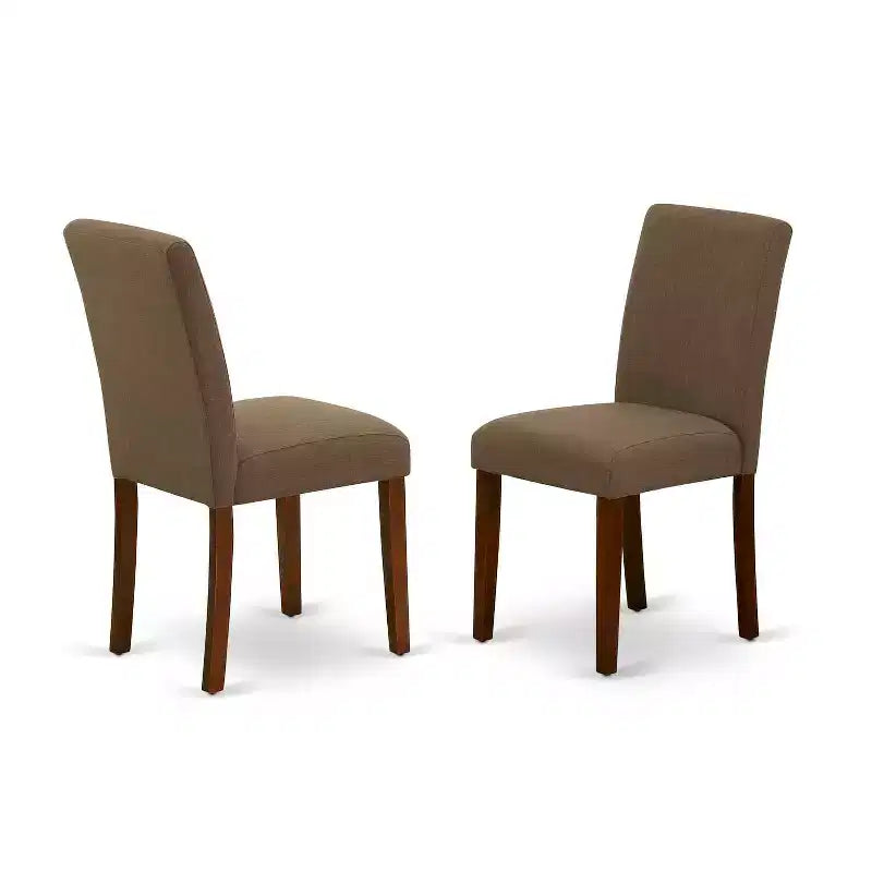 3-Piece Mahogany Finish Solid Wood Top-Dining Room Set with High Back-Seats 4