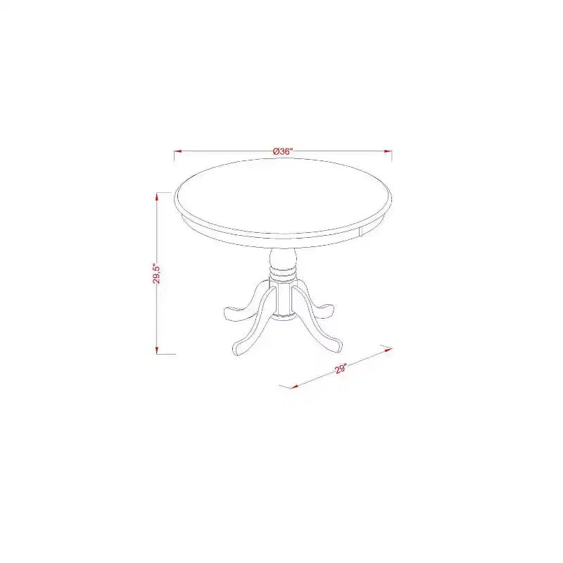 Round Dining Table Set 36 Inch - 3Pc Coastal Craftsman Table & Chairs - Linen Fabric Cream