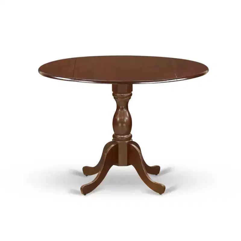 HomeStock 5-Piece Mahogany Finish Solid Wood Top Dining table with 4-Chairs with Drop Leaf Lattice Back