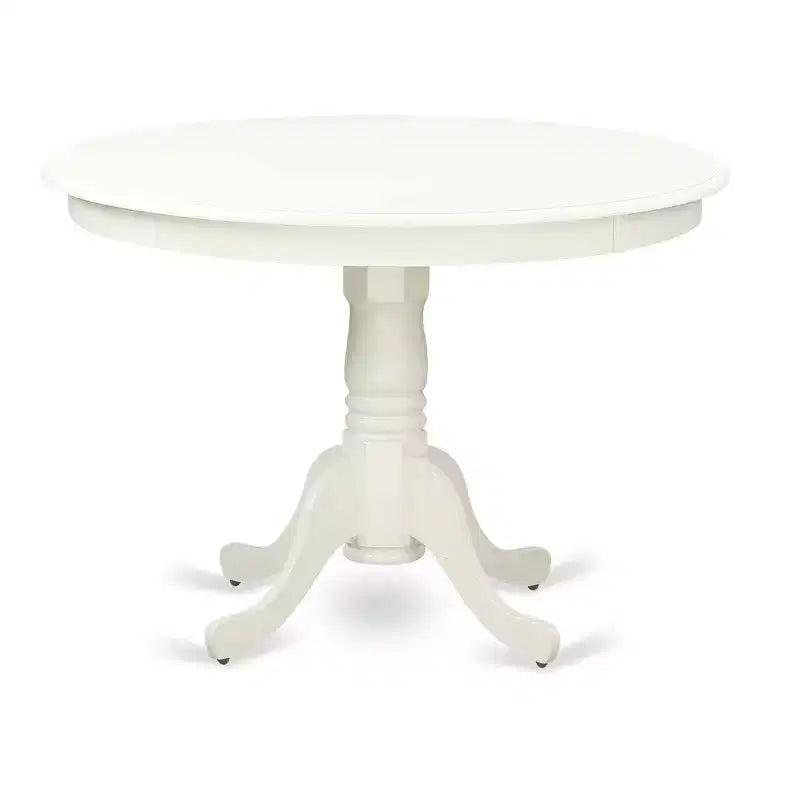 HomeStock 5-Piece Linen White Finish Solid Wood Top Dining Table with 4 Parson Chair