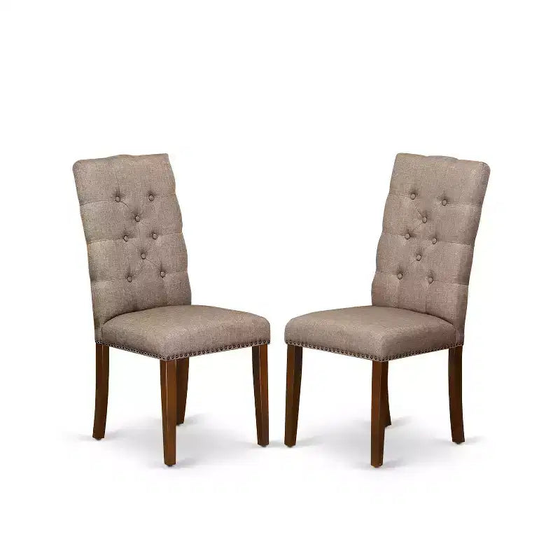 3-Piece Mahogany Finish Solid Wood Top Button Tufted Upholstered Dining Room Set (Seats-4)