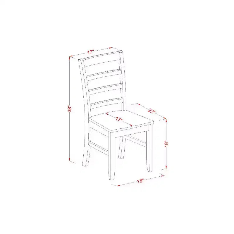 3-Piece Black and Cherry Finish Solid Wood Top Dining Table Set with Square Table and Ladderback Chairs
