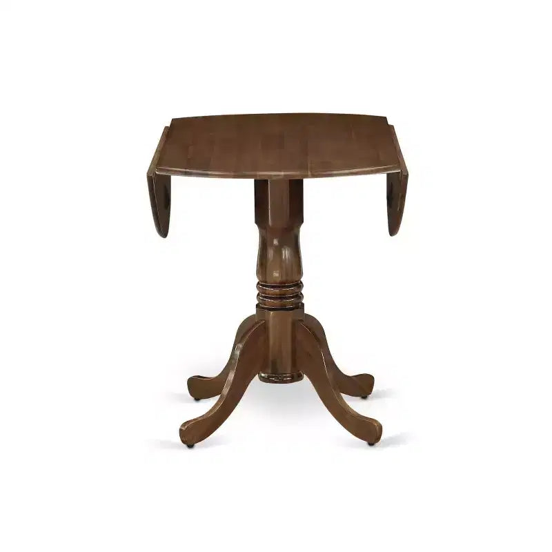 5 Piece Kitchen Dinette Set - Round Table with Dropleaf & 4 Chairs - Modern Walnut Finish