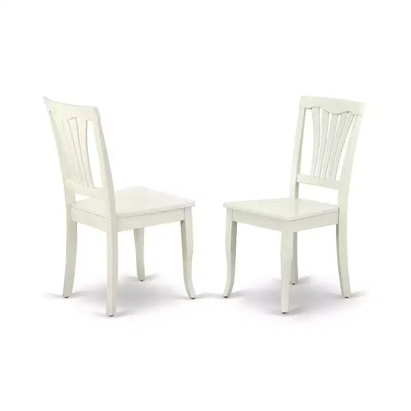 HomeStock 5-Piece Round Linen White Finish Solid Wood Top Dining Table with 4 Chairs with Drop Leaf Slat Back