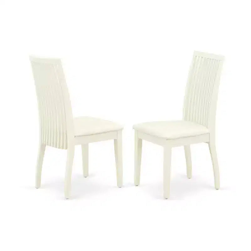 HomeStock 7-Piece Rectangle Linen White Finish Solid Wood Top Dining Table with 6 Chairs