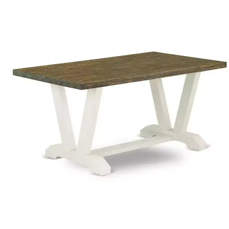 7-Piece Distressed Jacobean Finish Solid Wood Top Dining Table with 6 Chairs with