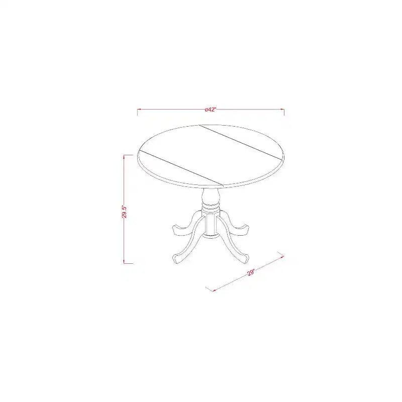 HomeStock 5-Piece Round Saddle Brown Finish Solid Wood Top Dining table with 4 Chairs