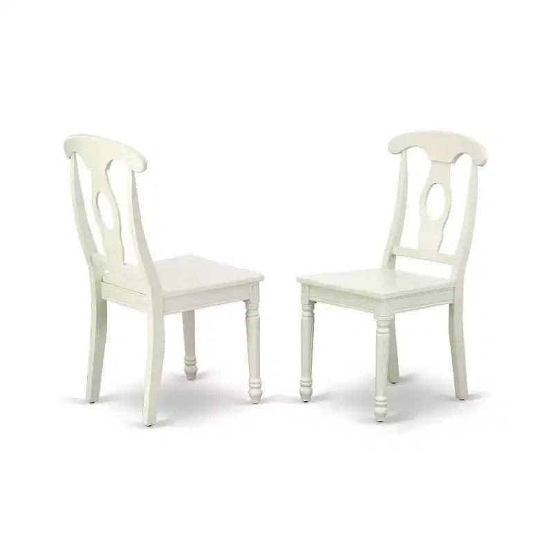 HomeStock 3-Pc Linen White Finish Solid Wood Top Dining Table Set for Small Spaces