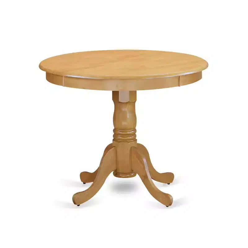 HomeStock 5-Piece Round Natural Oak Finish Solid Wood Top Dining table with 4 Chairs