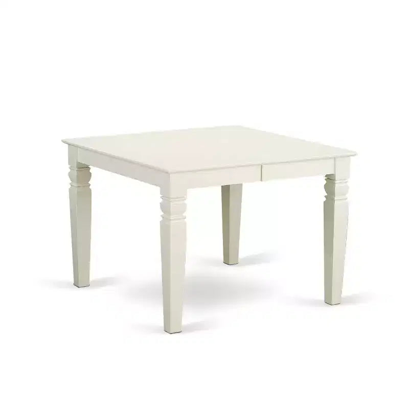 Kitchen Table Set 5pc Rectangle 42x60 Inch Dining Table w/ Chairs Linen White Legs