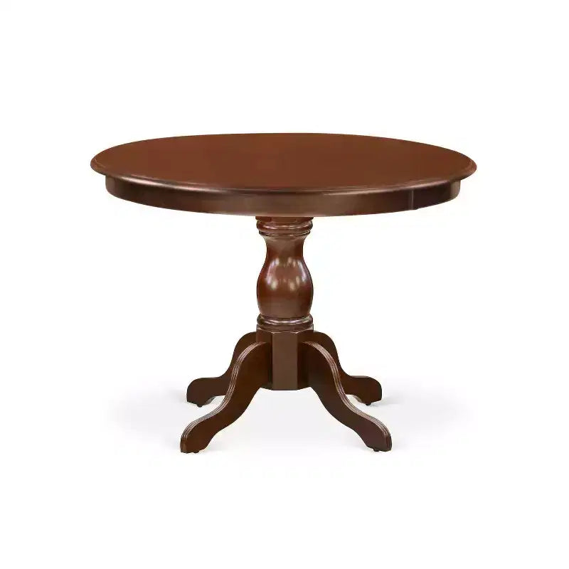 3-Piece Mahogany Finish Solid Wood Top - Round Dining Room Set with High Back - Seats 4