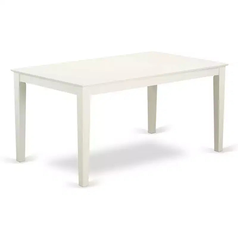 HomeStock 7-Piece Rectangle Linen White Finish Solid Wood Top Dining Table with 6 Parson-Chairs