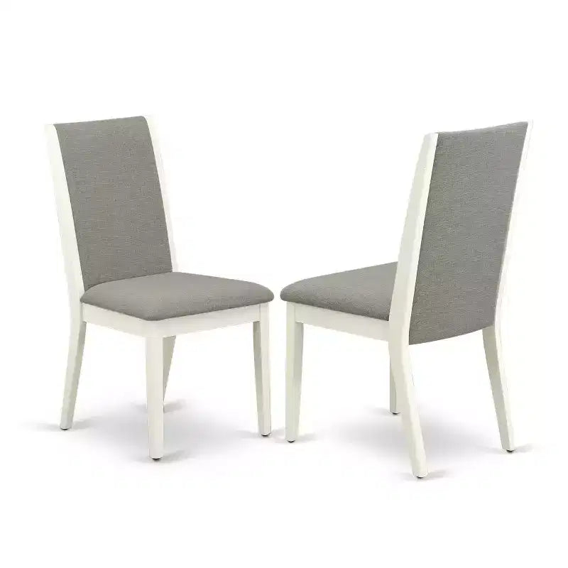 3-Piece Linen White Finish Solid Wood Top - Upholstered Dining Room Set - Seats 4
