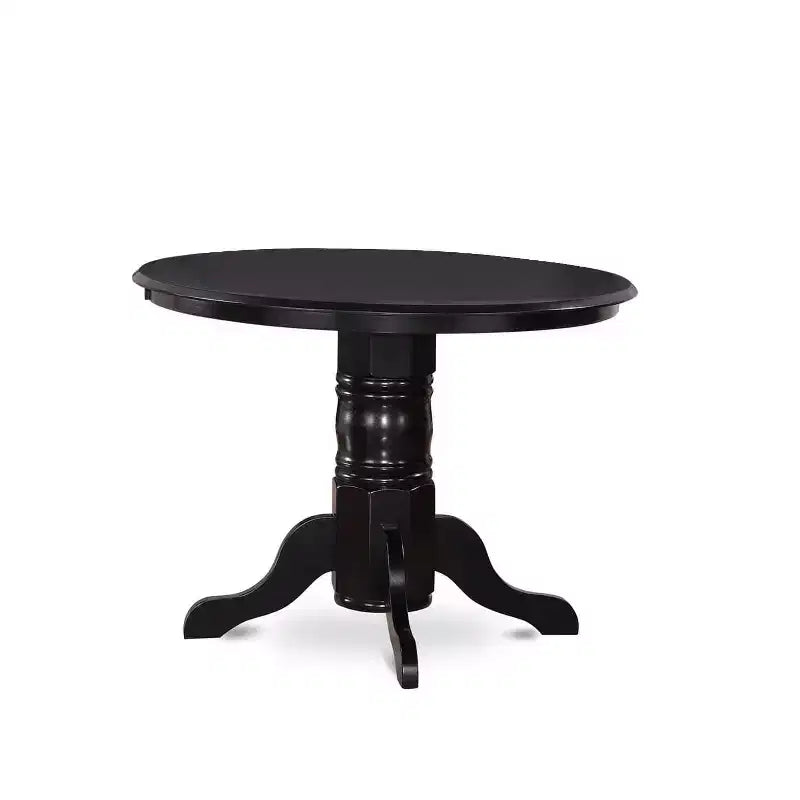 HomeStock 5-Piece Round Black Finish Solid Wood Top Dining Table with 4-Parson Chair