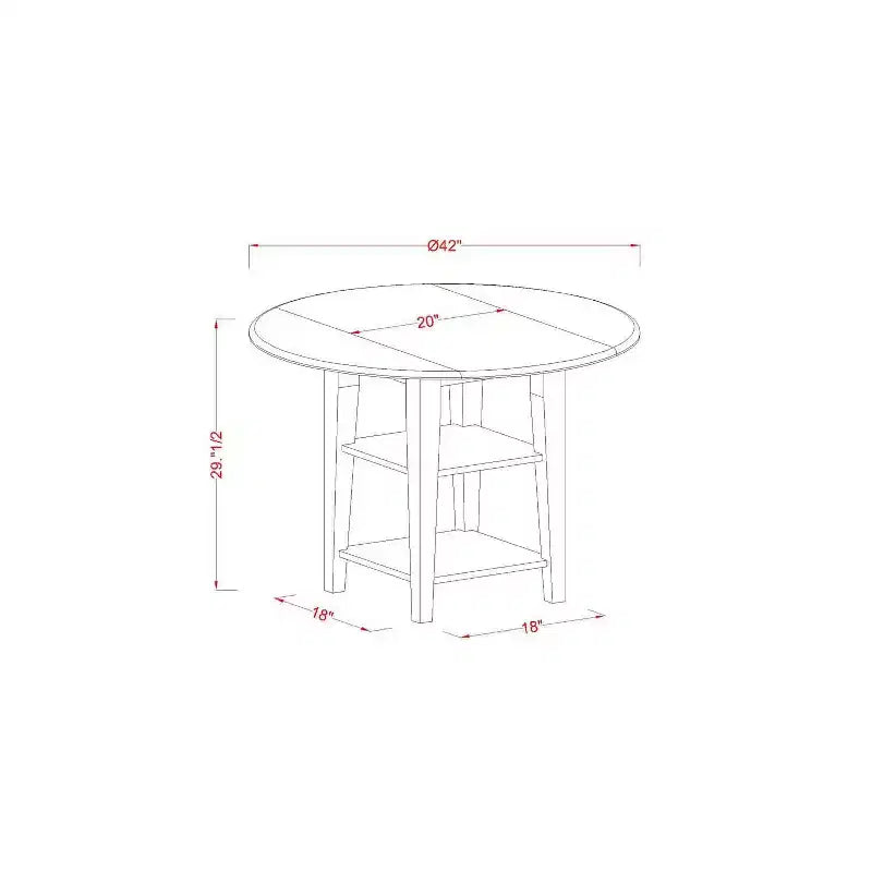 5-Piece Linen White Finish Solid Wood Top - Round Dining Room Set - Seats 4