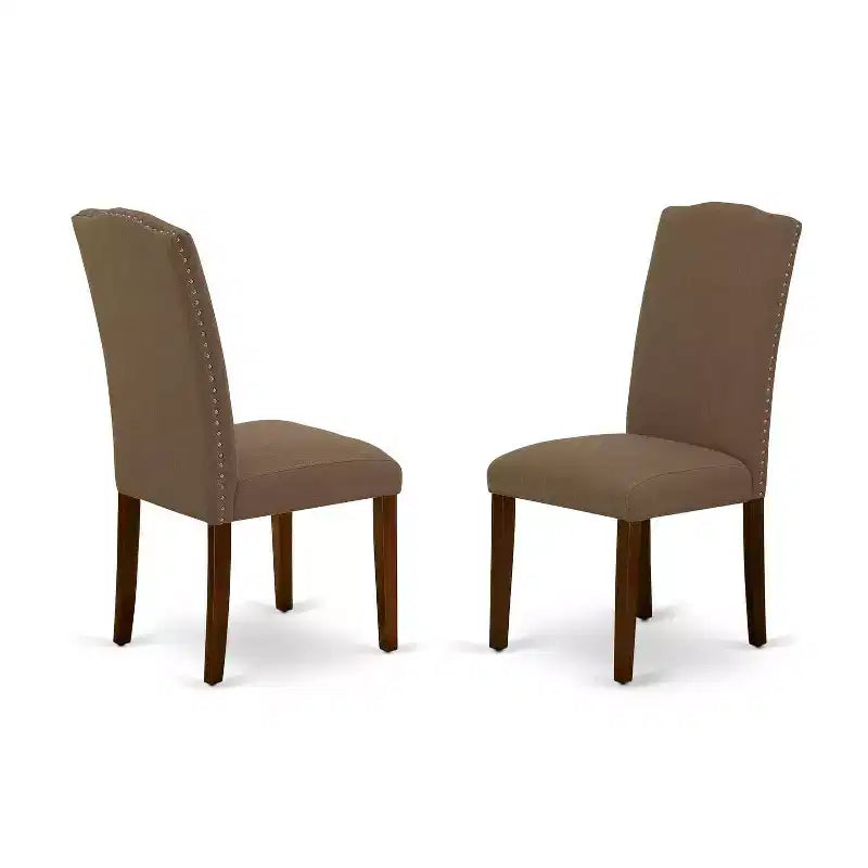 5-Piece Mahogany Finish Solid Wood Top Dining Table with 4 Upholstered Chairs with Drop Leaf