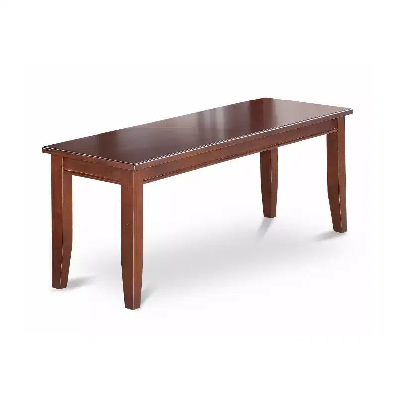 HomeStock 6-Piece Rectangle Mahogany Finish Solid Wood Top Dining Table with 1 Bench, 4 Chairs with Slat Back