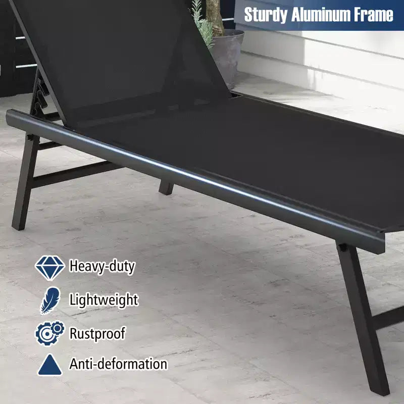 Costway 3pcs Patio Chaise Lounge Set Aluminum Recliner Chair Table Outdoor