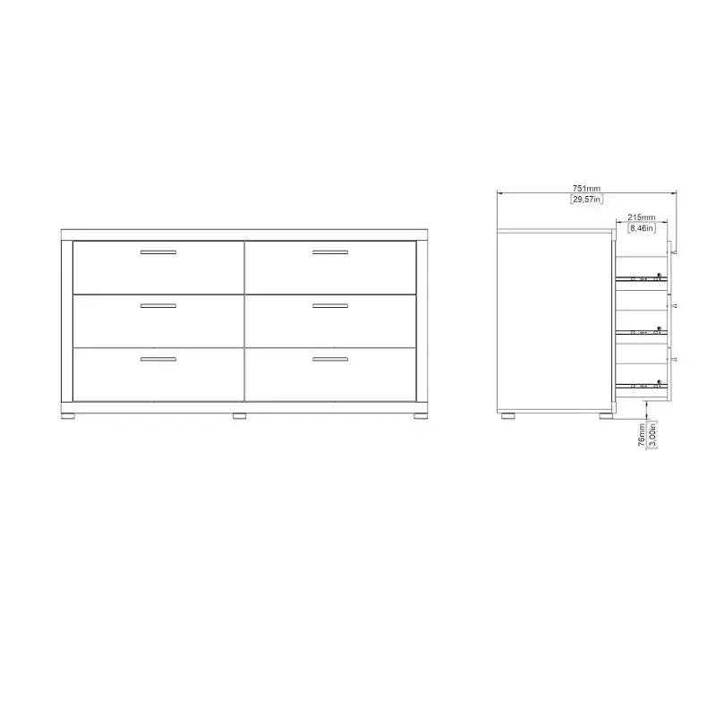 Tvilum, Mira 2-Piece Bedroom Set - 6 Drawer Double Dresser And Chest, Jackson Hickory