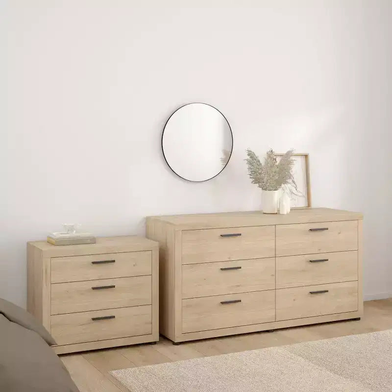 Tvilum, Mira 2-Piece Bedroom Set - 6 Drawer Double Dresser And Chest, Jackson Hickory