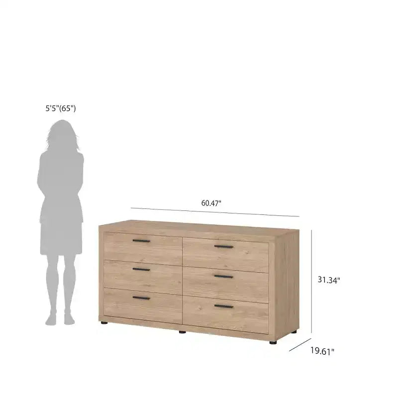 Tvilum, Mira 2-Piece Bedroom Set - 6 Drawer Double Dresser And Chest, Jackson Hickory