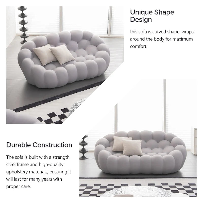 2-Seat Bubble Curved Lazy Sofa Honeycomb Shaped with 3D Textile Fabric for Living Room Salon Apartment