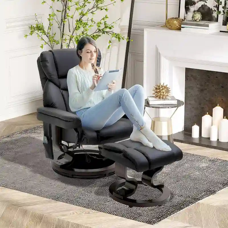 HOMCOM Massage Recliner Chair with Ottoman Footrest
