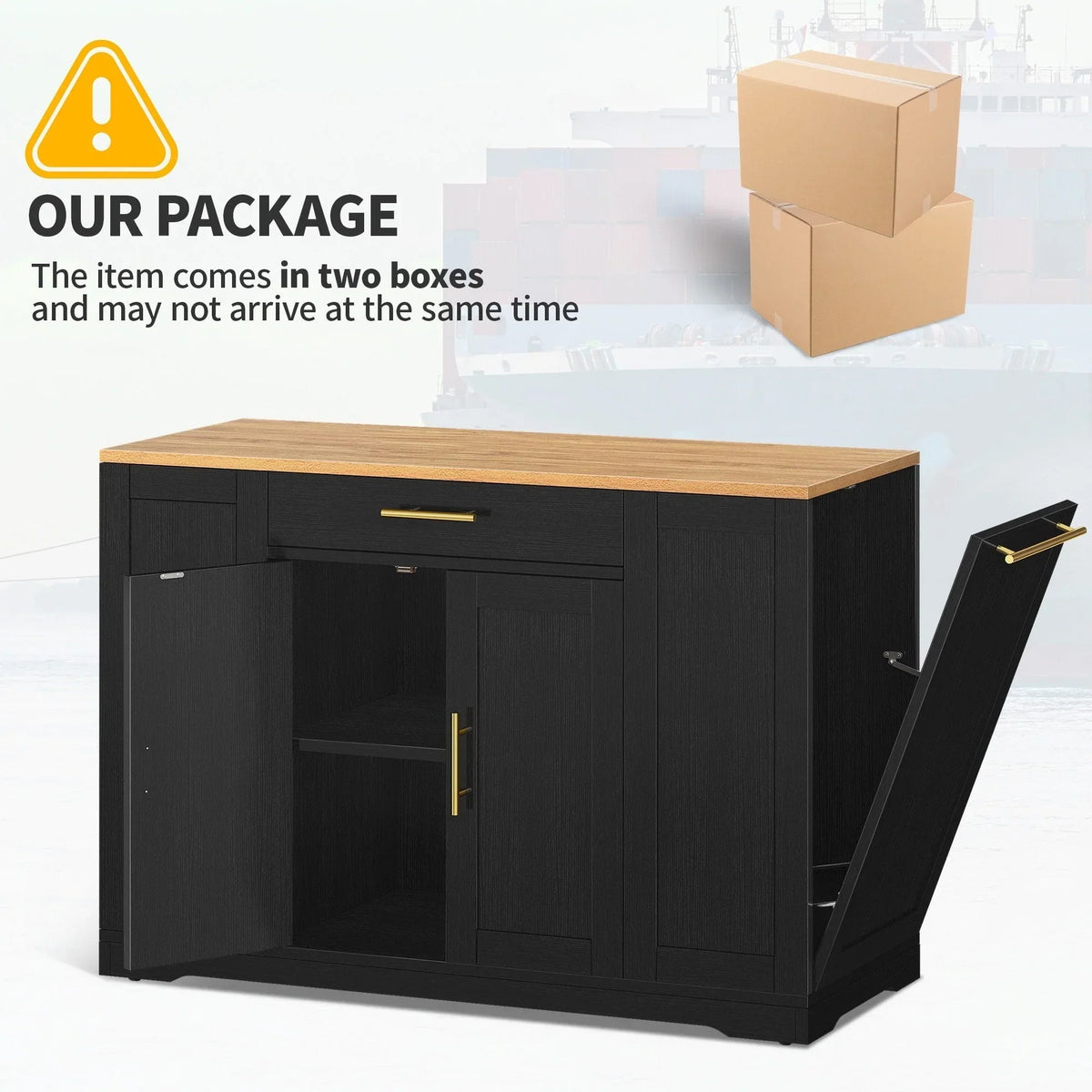 Moasis 53-inch Rolling Kitchen Island Storage Cabinet Portable Mobile Kitchen Cart