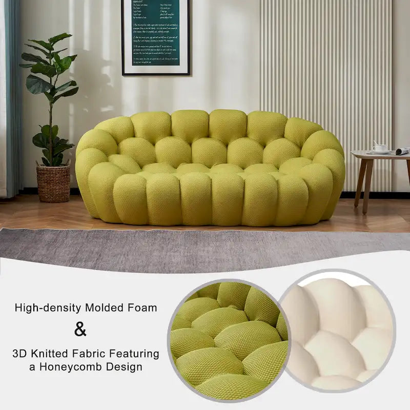 2-Seat Bubble Curved Lazy Sofa Honeycomb Shaped with 3D Textile Fabric for Living Room Salon Apartment