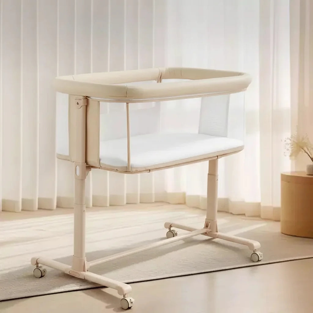 Baby Bassinet with Wheels â€?Beige / Gray / Pink, Bedside Sleeper, for 1 Baby