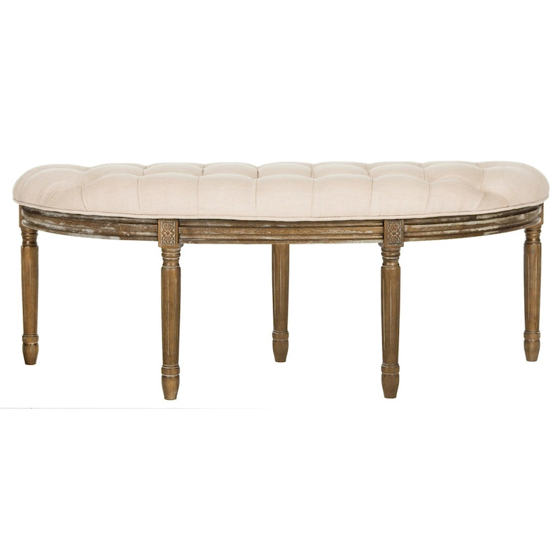Banc rustique semi-circulaire rembourré avec pieds en bois