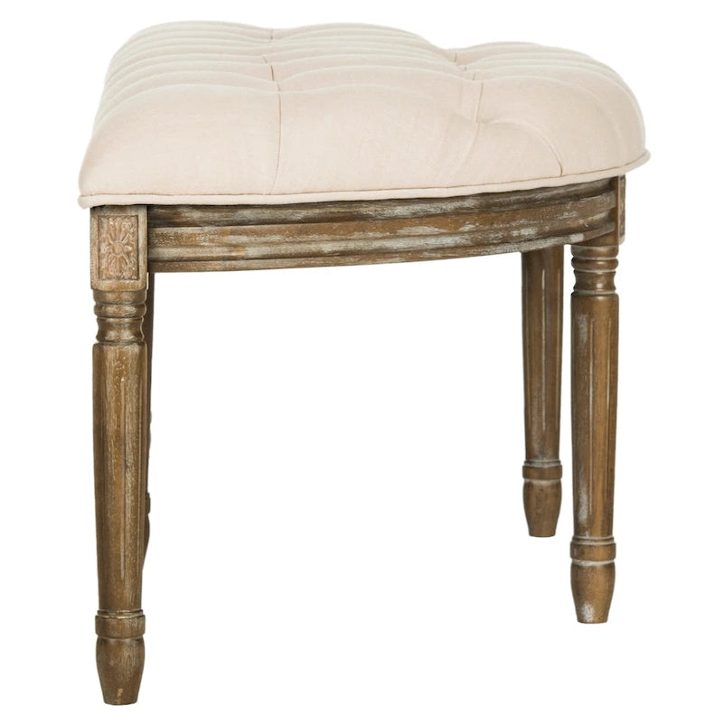 Banc rustique semi-circulaire rembourré avec pieds en bois