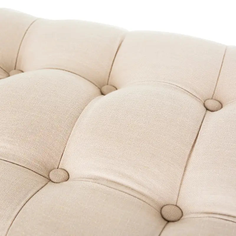 Banc rustique semi-circulaire rembourré avec pieds en bois
