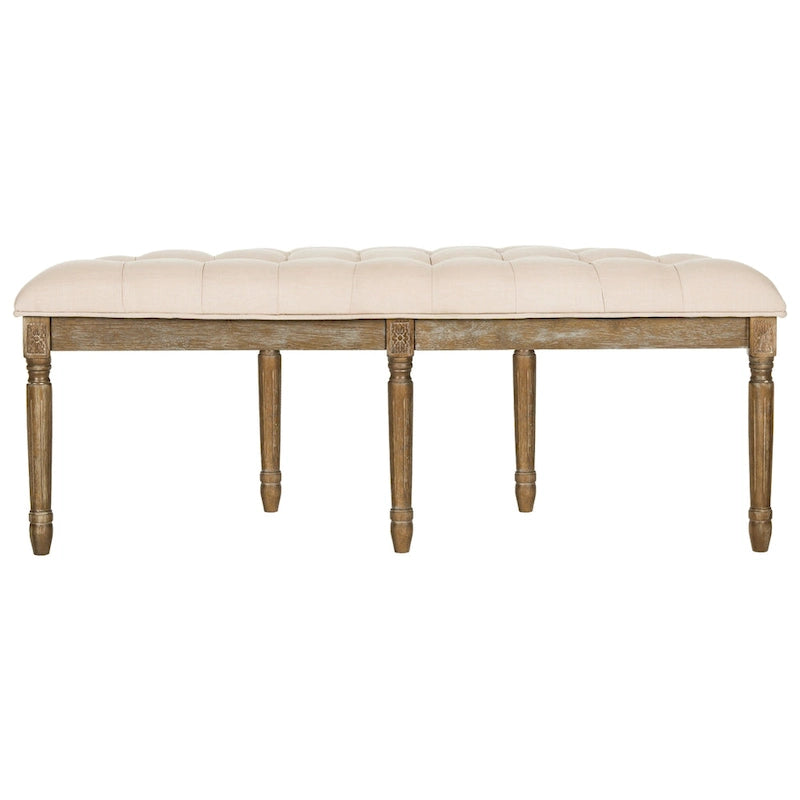 Banc rustique semi-circulaire rembourré avec pieds en bois