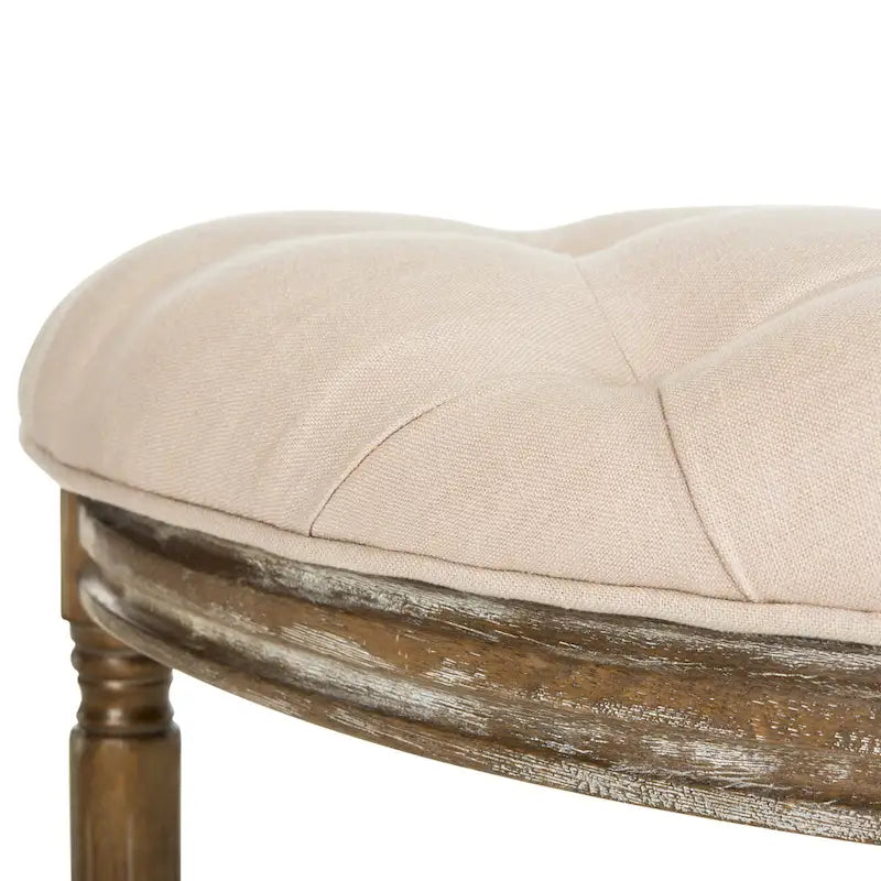 Banc rustique semi-circulaire rembourré avec pieds en bois
