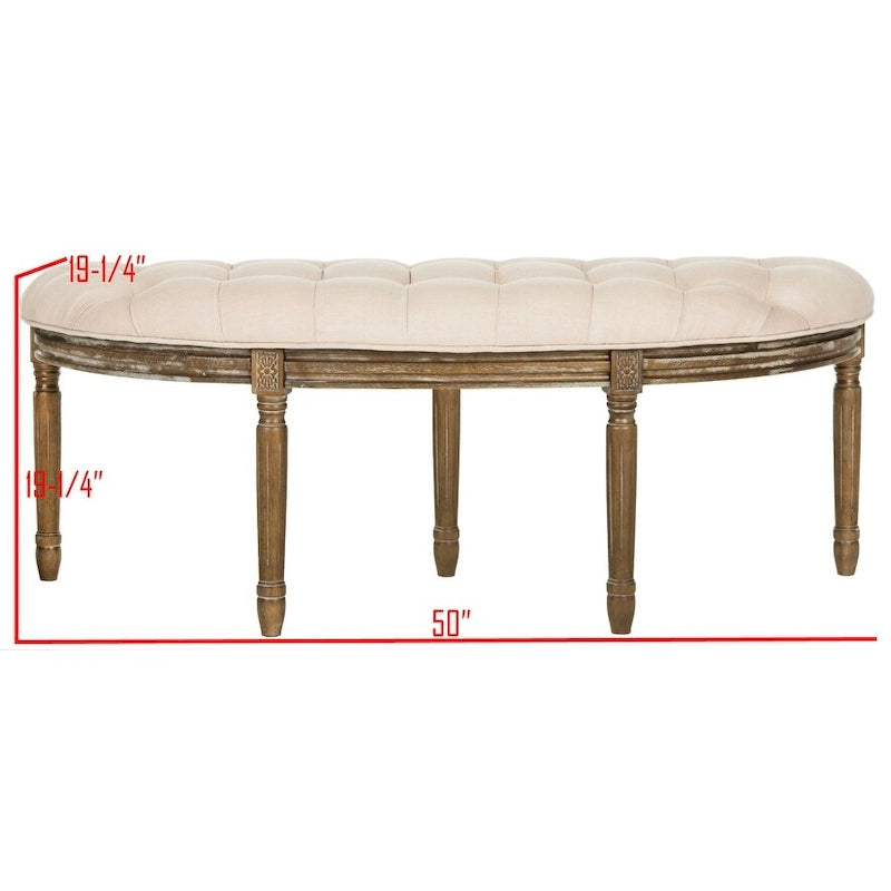 Banc rustique semi-circulaire rembourré avec pieds en bois