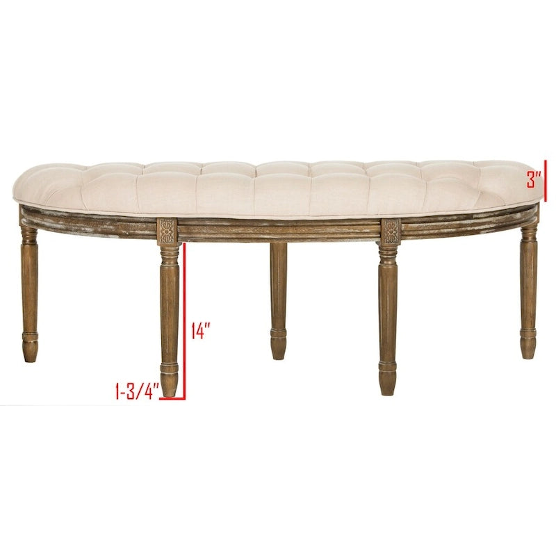 Banc rustique semi-circulaire rembourré avec pieds en bois