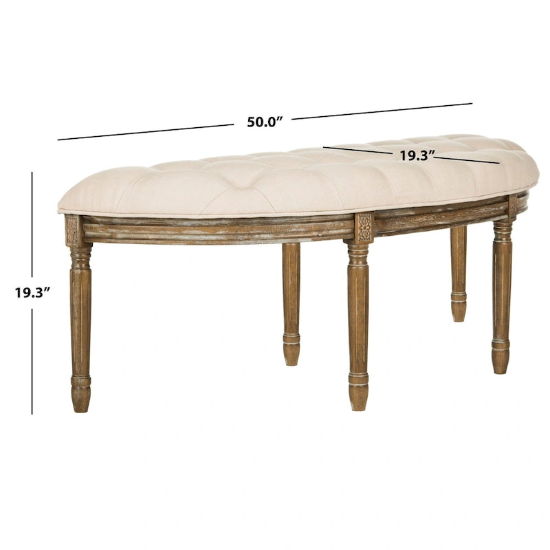Banc rustique semi-circulaire rembourré avec pieds en bois