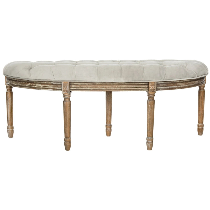 Banc rustique semi-circulaire rembourré avec pieds en bois