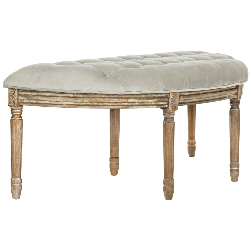Banc rustique semi-circulaire rembourré avec pieds en bois