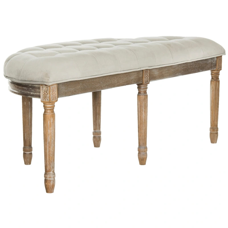 Banc rustique semi-circulaire rembourré avec pieds en bois