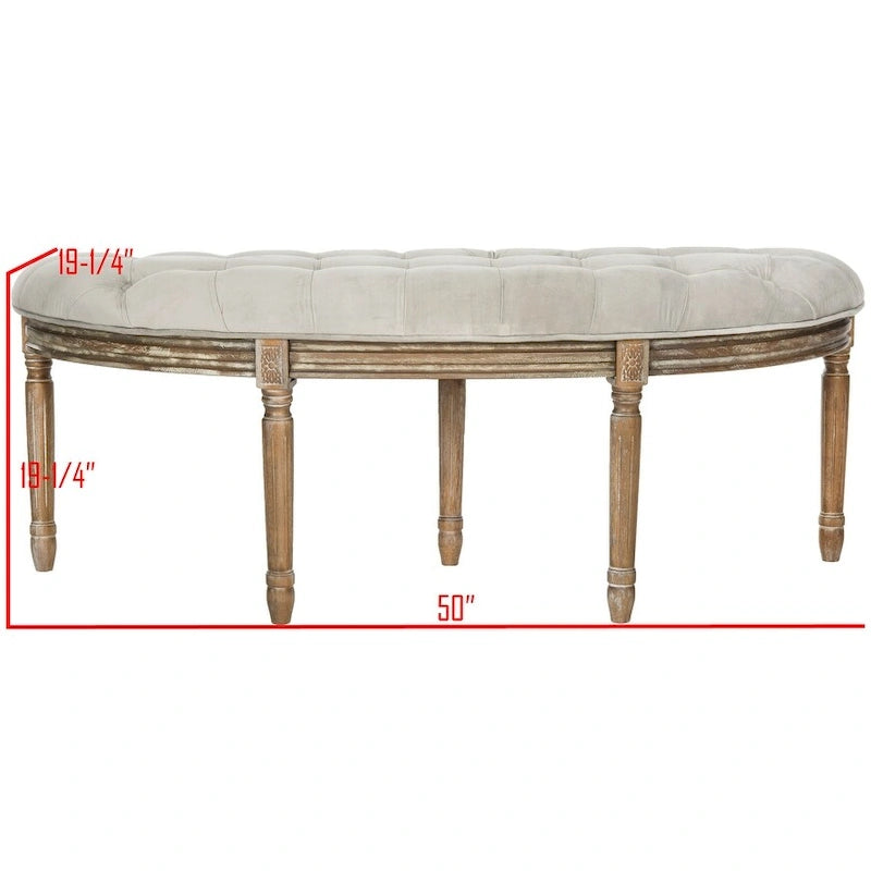 Banc rustique semi-circulaire rembourré avec pieds en bois