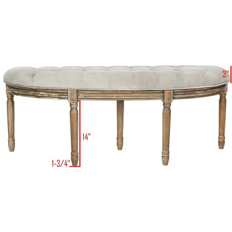 Banc rustique semi-circulaire rembourré avec pieds en bois